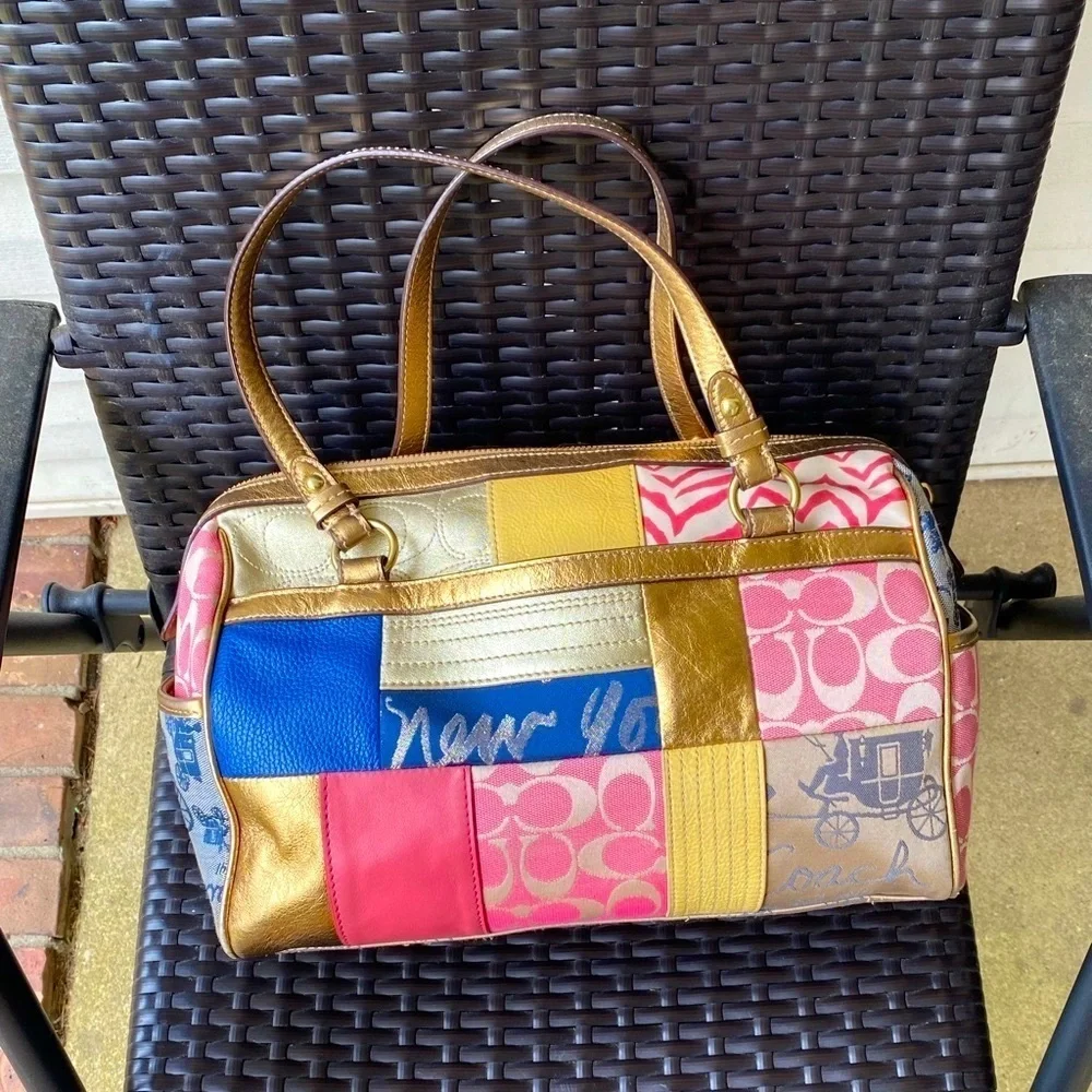 Coach Signature Patchwork Satchel Tote F17164